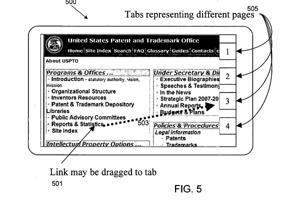 action tabs, Creative, patent, 