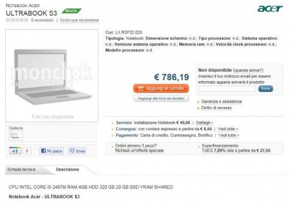 Acer, Aspire 3951, S3 Ultrabook, ultrabook, Intel,  