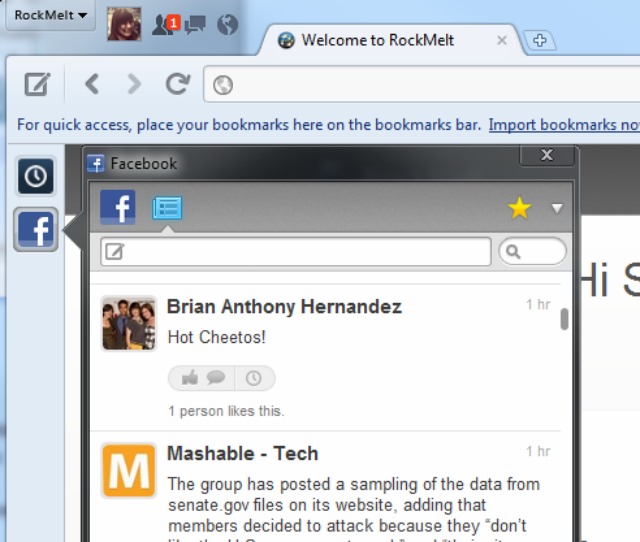 Facebook поможет в развитии социального браузера RockMelt