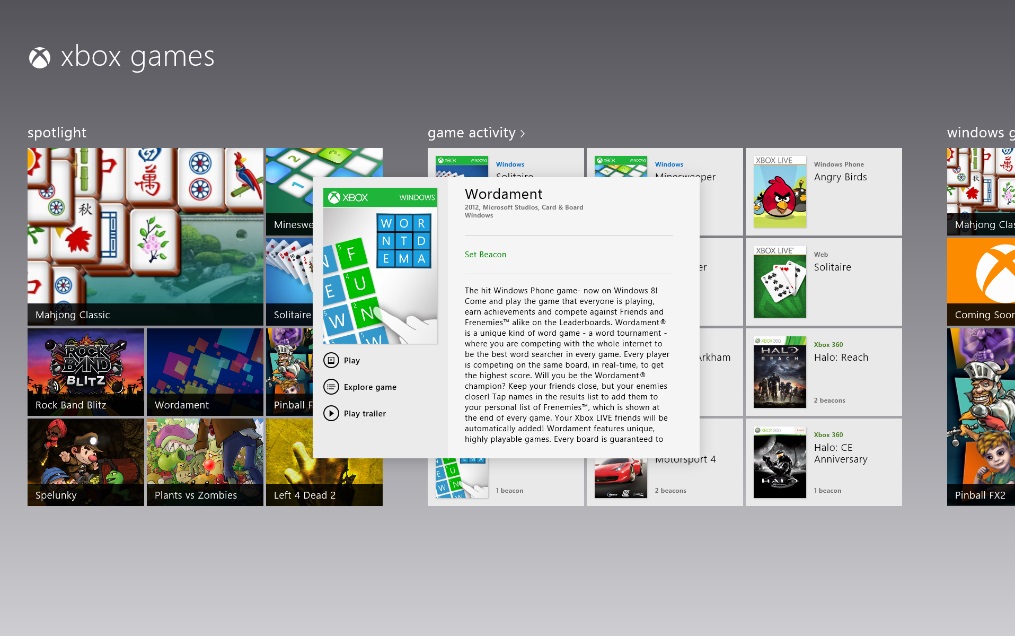 В Windows 8 войдут 40 бесплатных игр 