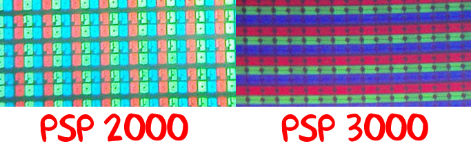 Разница в экранах PSP-2000 и PSP-3000