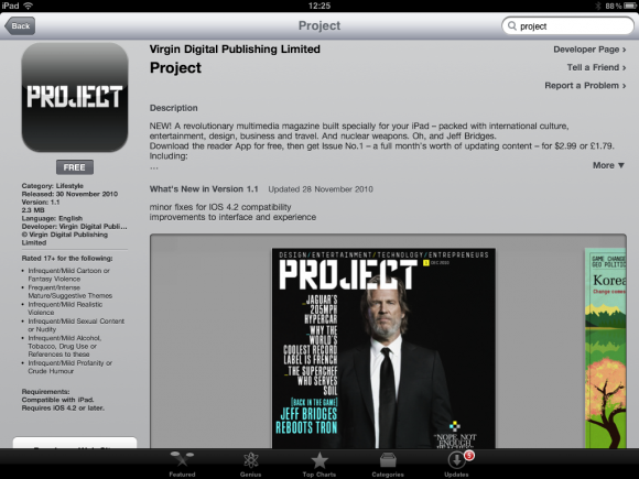 В App Store выложен первый цифровой журнал для iPad