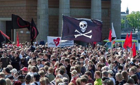 Митинг Пиратской партии в Швеции в 2009 году