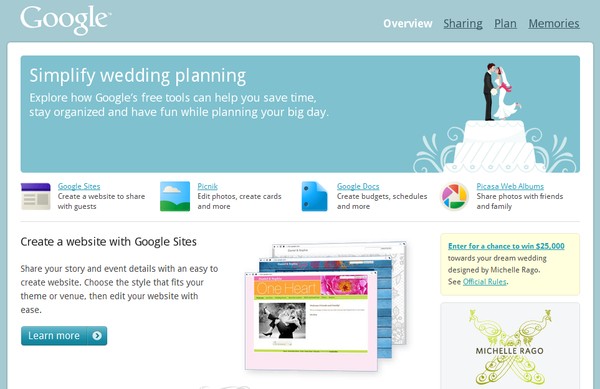Google открыла сайт для организации свадеб