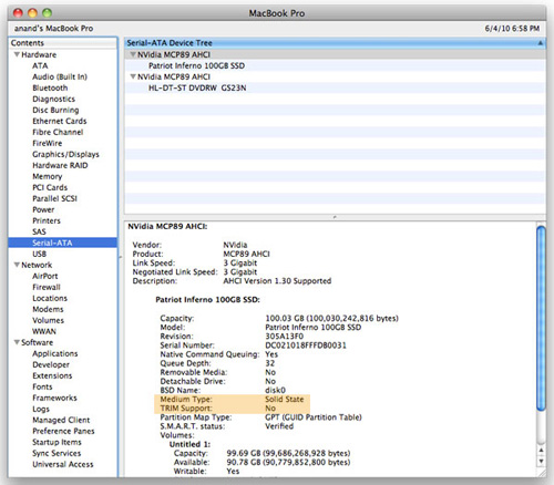 MacBook Pro 13" будут поддерживать технологию TRIM для SSD-накопителей