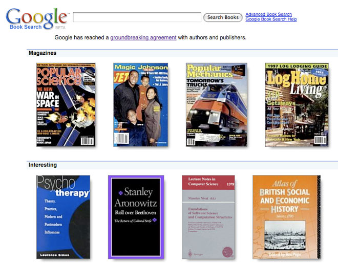 Сайт Google Book Search