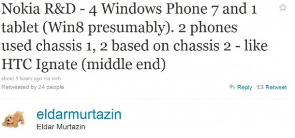Муртазин: Nokia готовит 4 телефона на Windows Phone и планшет на Windows 8
