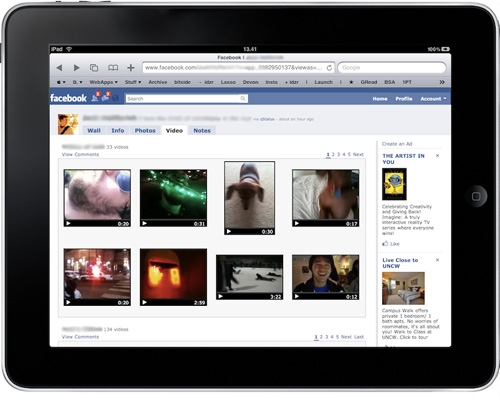Видео HTML 5 в Facebook на iPad