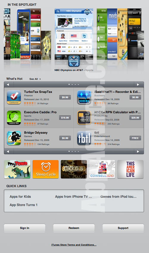 В Сети появились скриншоты ещё не запущенного App Store для iPad