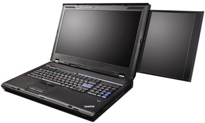 Lenovo ThinkPad W700ds станет первым двухэкранным ноутбуком на рынке