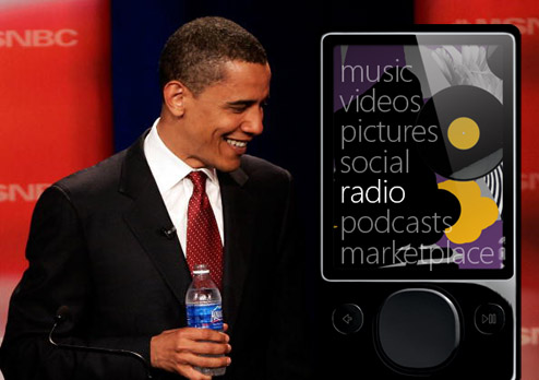 Барак Обама пользуется плеером Zune